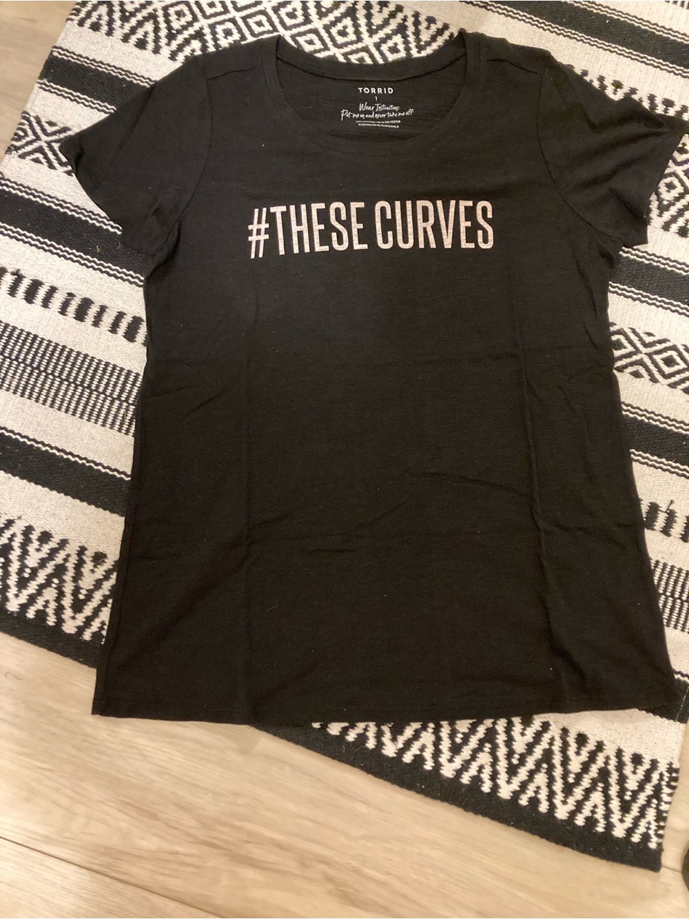 torrid Black Tee with Light Pink #THESE CURVES Graphic